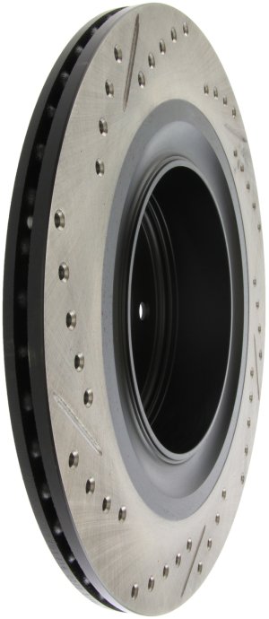 Nissan 370Z Brake Rotor (1) - Rear Left - Stoptech - Slotted & Drilled - Black - `09-`19