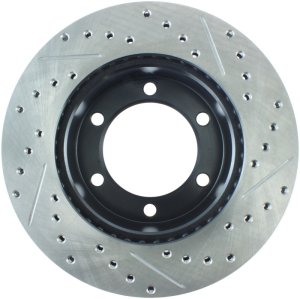 Toyota 4Runner Brake Rotor (1) - Front Right - Stoptech - Slotted & Drilled - Black - `96-`00