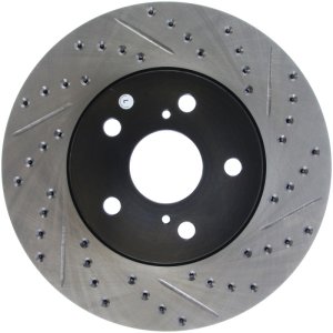 Toyota Sienna Brake Rotor (1) - Front Left - Stoptech - Slotted & Drilled - Black - `04-`10 Toyota Sienna Brake Rotor (1) - Front Left - Stoptech - Slotted & Drilled - Black - `04-`10