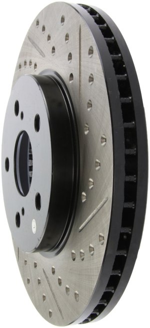 Toyota Sienna Brake Rotor (1) - Front Left - Stoptech - Slotted & Drilled - Black - `04-`10 Toyota Sienna Brake Rotor (1) - Front Left - Stoptech - Slotted & Drilled - Black - `04-`10