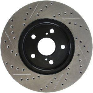 Toyota Sienna Brake Rotor (1) - Front Left - Stoptech - Slotted & Drilled - Black - `04-`10 Toyota Sienna Brake Rotor (1) - Front Left - Stoptech - Slotted & Drilled - Black - `04-`10