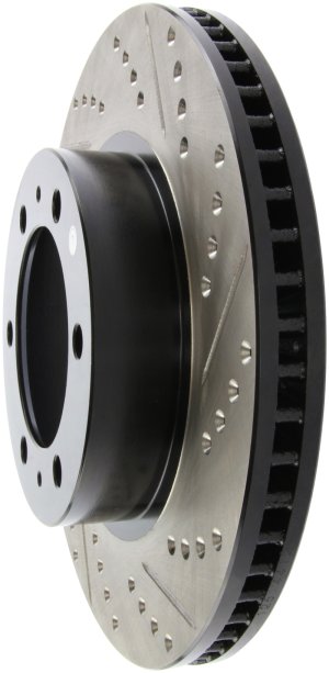 Toyota 4Runner Brake Rotor (1) - Front Left - Stoptech - Drilled & Slotted - Black - `03-`09