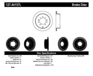 Toyota Land Cruiser Brake Rotors (1) - Rear Left - Stoptech - Drilled & Slotted Sport - Black - `08-`19 Toyota Land Cruiser Brake Rotors (1) - Rear Left - Stoptech - Drilled & Slotted Sport - Black - `08-`19
