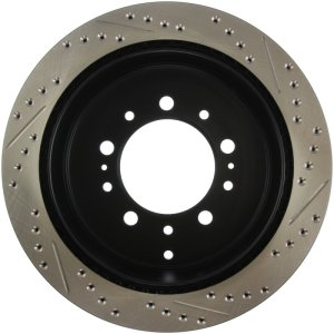 Toyota Land Cruiser Brake Rotor (1) - Rear Right - Stoptech - Sport Drilled & Slotted - Black - `08-`19 Toyota Land Cruiser Brake Rotor (1) - Rear Right - Stoptech - Sport Drilled & Slotted - Black - `08-`19