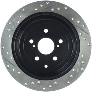 Toyota Sienna Brake Rotor (1) - Rear Left - Stoptech - Drilled & Slotted - Black - `11-`20