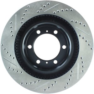Toyota 4Runner Brake Rotor (1) - Front Left - Stoptech - Slotted & Drilled - Black - `10-`20