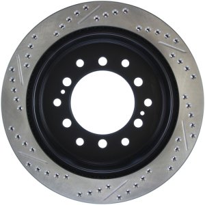 Toyota 4Runner Brake Rotors (2) - Rear Left - Stoptech - Slotted & Drilled - Black - `10-`20