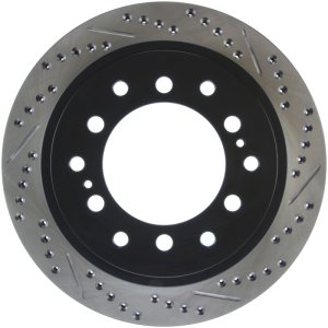Toyota 4Runner Brake Rotors (2) - Rear Left - Stoptech - Slotted & Drilled - Black - `10-`20