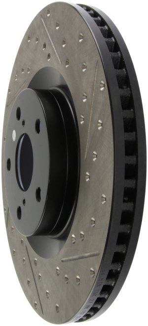 Lexus RC200t Brake Rotor (1) - Front Left - Stoptech - Slotted & Drilled - Black - 2016 Lexus RC200t Brake Rotor (1) - Front Left - Stoptech - Slotted & Drilled - Black - 2016