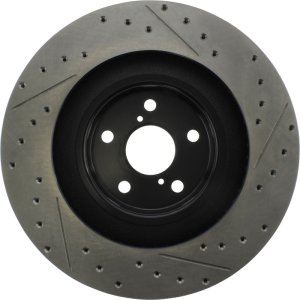 Lexus RC300 Brake Rotor (1) - Front Right - Stoptech - Drilled & Slotted - Black - `16-`18