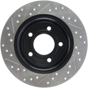 Mazda 3 Brake Rotor (1) - Rear Left - Stoptech - Slotted & Drilled - Black - `04-`13