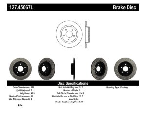 Mazda 3 Brake Rotor (1) - Rear Left - Stoptech - Slotted & Drilled - Black - `04-`13