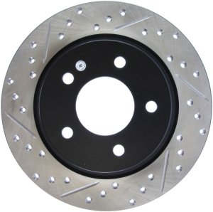 Mazda 3 Brake Rotor (1) - Rear Right - Stoptech - Drilled & Slotted - Black - `04-`10