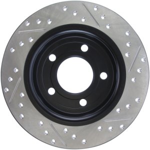 Mazda 3 Brake Rotor (1) - Rear Right - Stoptech - Drilled & Slotted - Black - `04-`10