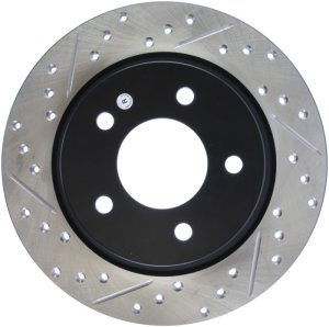 Mazda 3 Brake Rotor (1) - Rear Right - Stoptech - Drilled & Slotted - Black - `04-`10