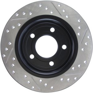 Mazda 3 Sport Brake Rotor (1) - Rear Right - Stoptech - Drilled & Slotted - Black - `12-`13
