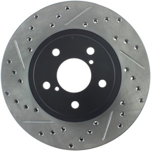 Subaru Legacy Brake Rotor (1) - Front Right - Stoptech - Slotted & Drilled, E-Coated - Black - `90-`05 Subaru Legacy Brake Rotor (1) - Front Right - Stoptech - Slotted & Drilled, E-Coated - Black - `90-`05