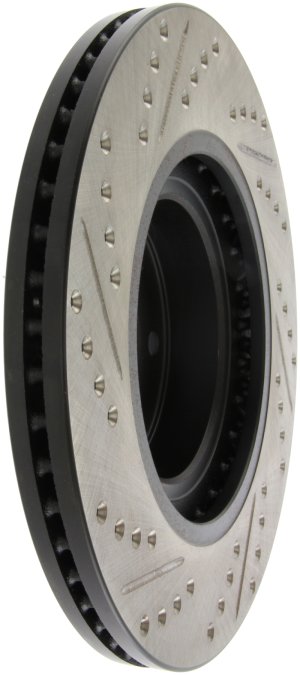 Subaru XV Crosstrek Brake Rotor (1) - Front Left - Stoptech - Slotted & Drilled - Black - `16-`17