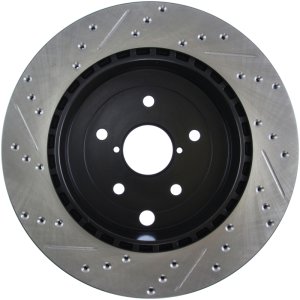 Subaru WRX STI Brake Rotor (1) - Rear Left - Stoptech - Slotted & Drilled Sport - Black - `13-`17