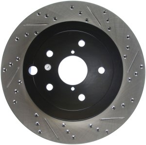 Subaru WRX STI Brake Rotor (1) - Rear Left - Stoptech - Slotted & Drilled Sport - Black - `13-`17