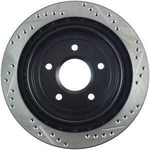 Cadillac XLR Brake Rotor (1) - Rear Right - Stoptech - Slotted & Drilled - Black - `04-`09 Cadillac XLR Brake Rotor (1) - Rear Right - Stoptech - Slotted & Drilled - Black - `04-`09