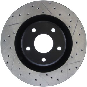 Cadillac XLR Brake Rotor (1) - Front Left - Stoptech - Drilled & Slotted - Black - `05-`07