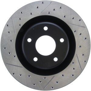 Cadillac XLR Brake Rotor (1) - Front Right - Stoptech - Drilled & Slotted - Black - `05-`07