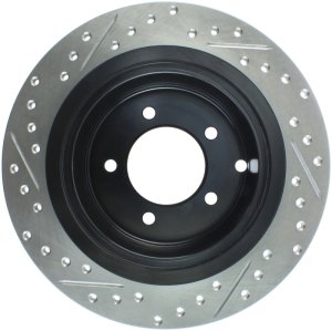 Dodge Avenger Brake Rotor (1) - Rear Left - Stoptech - Slotted & Drilled - Black - `08-`14