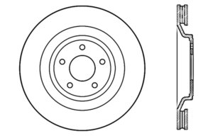 Chrysler 200 Brake Rotors (1) - Front Right - Stoptech - Slotted & Drilled - Black - `13-`14
