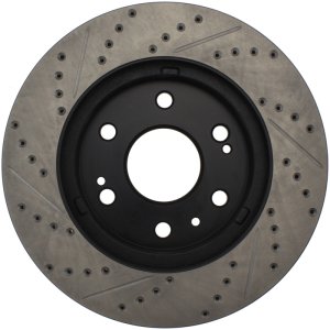 Chevrolet Cheyenne Brake Rotor (1) - Front Left - Stoptech - Sport Drilled & Slotted - Black - `10-`17