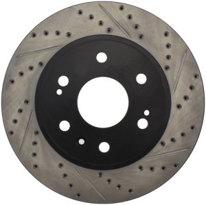 Chevrolet Cheyenne Brake Rotor (1) - Front Right - Stoptech - Drilled & Slotted, Sport, E-Coated - Black - `10-`17