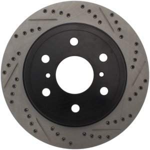 Cadillac Escalade EXT Brake Rotor (1) - Rear Left - Stoptech - Sport Drilled & Slotted, Black E-Coated - Black - `07-`13