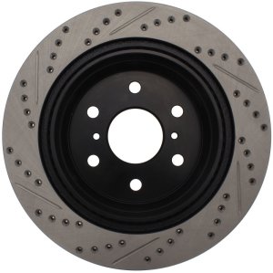Cadillac Escalade Brake Rotor (1) - Rear Right - Stoptech - Sport Drilled & Slotted - Black E-Coated - `07-`20