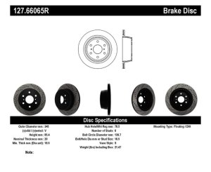 Chevrolet Cheyenne Brake Rotor (1) - Rear Right - Stoptech - Sport Drilled & Slotted - Black E-Coated - `10-`17