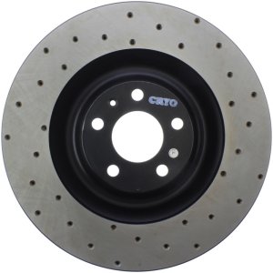Audi S8 Brake Rotor (1) - Front Left - Stoptech - Drilled Sport - Black - `07-`09