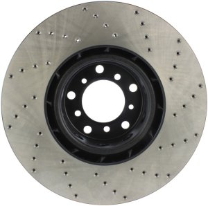 BMW M5 Brake Rotor (1) - Front Right - Stoptech - Drilled Sport - Black - `00-`03