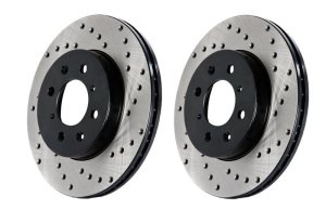 BMW ActiveHybrid 3 Brake Rotor (1) - Right Front - Stoptech - Drilled/Slotted - Black - `13-`15