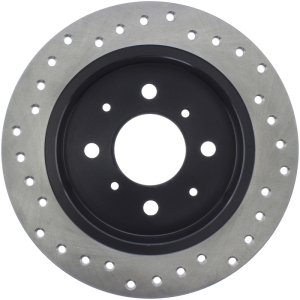 Acura Integra Brake Rotor (1) - Left Rear - Stoptech - Drilled Sport Rotor, Black E-Coated - `90-`01