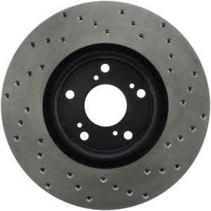 Honda CR-V Brake Rotor (1) - Front Right - Stoptech - Drilled Sport - Black - `05-`06