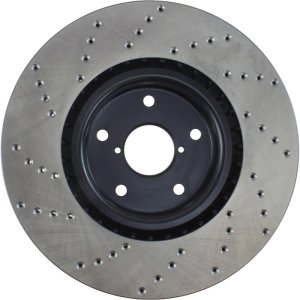 Subaru WRX STI Brake Rotor (1) - Left Front - Stoptech - Sport Cryo Drilled - Black - `13-`17