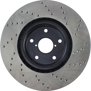 Subaru WRX STI Brake Rotor (1) - Front Right - Stoptech - Cryo Drilled Sport - Black - `13-`17