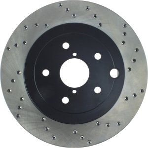 Subaru WRX STI Brake Rotor (1) - Rear Left - Stoptech - Cryo Drilled Sport - Black - `13-`17