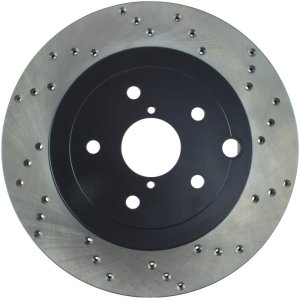Subaru WRX STI Brake Rotor (1) - Rear Left - Stoptech - Drilled Sport - Black - `13-`17 Subaru WRX STI Brake Rotor (1) - Rear Left - Stoptech - Drilled Sport - Black - `13-`17