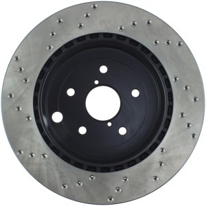 Subaru WRX STI Brake Rotor (1) - Rear Left - Stoptech - Drilled Sport - Black - `13-`17