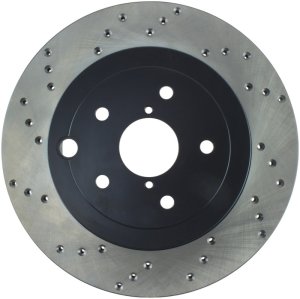 Subaru WRX STI Brake Rotor (1) - Rear Right - Stoptech - Drilled Sport - Black - `13-`17 Subaru WRX STI Brake Rotor (1) - Rear Right - Stoptech - Drilled Sport - Black - `13-`17