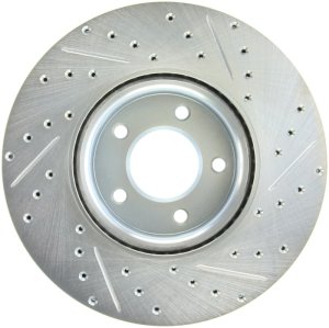 Mazda 3 Brake Rotor (1) - Front Right - Stoptech - Slotted & Drilled Sport - Black E-coating - `07-`13