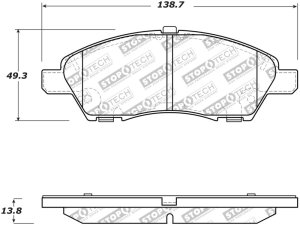 Nissan Versa Brake Pads - Front - Stoptech - Street Select w/Hardware - `12-`19