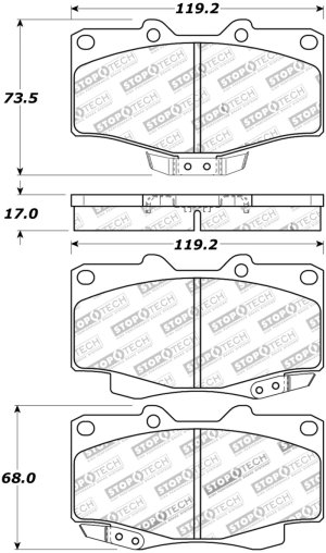 Toyota Hi Lux Brake Pads - Front - Stoptech - Street Touring - `04-`09