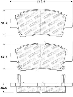 Scion iQ Brake Pads - Front - Stoptech - Street Touring - `11-`15 Scion iQ Brake Pads - Front - Stoptech - Street Touring - `11-`15
