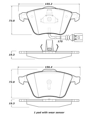 Audi A6 Brake Pads - Front - Stoptech - Street Touring - 2005